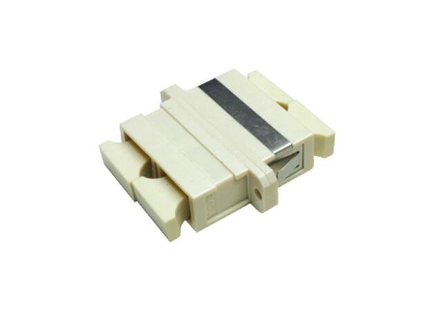 Adapter MM SC-DPX OM1/OM2 Beige Med flens, metall klips, keramisk hylse